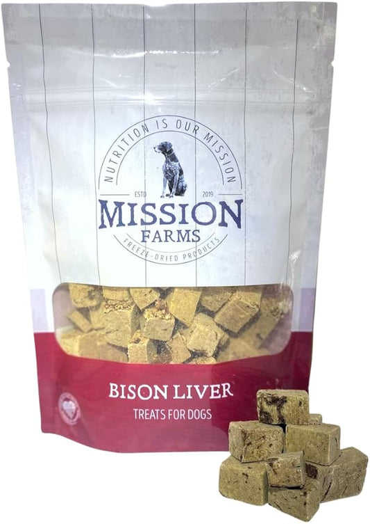 Mission Farms Freeze-Dried Raw Bison Liver Dog Treats, 3oz Bag