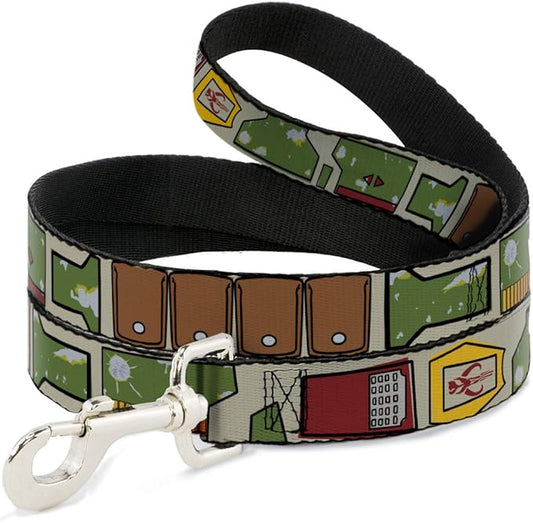 Star Wars Pet Leash, Dog Leash, Star Wars Boba Fett Utility Belt Bounding Tan, 6 Feet Long 1.0 Inch Wide
