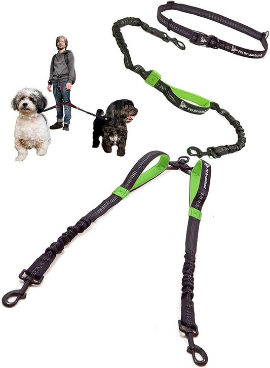 Exquisite Hands Free Double Dog Leash for Small Dogs | Dual Dog Leash | Two Dog Leash No Tangle | Multiple Dog Leash for 2 Dogs | Double Leash | Leash Splitter | Double Clip Leash Coupler