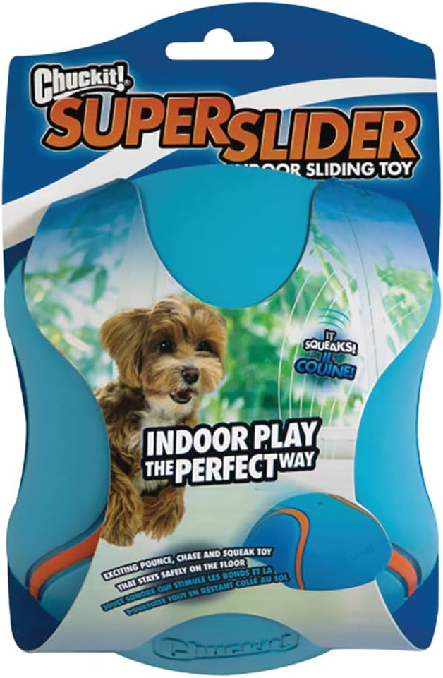 Chuckit! Indoor Super Slider Dog Self Fetch Squeaker Toy -Glides Harmlessly On Most Indoor Surfaces