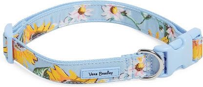 Vera Bradley Women's Recycled Lighten Up Water-repellent Adjustable Pet Collar, Sunflower Sky, Large