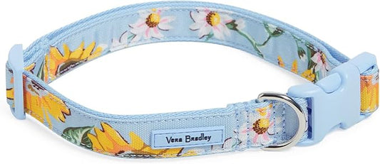 Vera Bradley Women's Recycled Lighten Up Water-repellent Adjustable Pet Collar, Sunflower Sky, Large