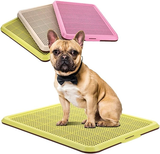 BANU Puppy Pee Pad Holder Indoor/Outdoor Dog Potty Training Toilet Tray 20" x 16" for Small and Medium Dogs Hygienic pet toilet Pet supplies (YELLOW)