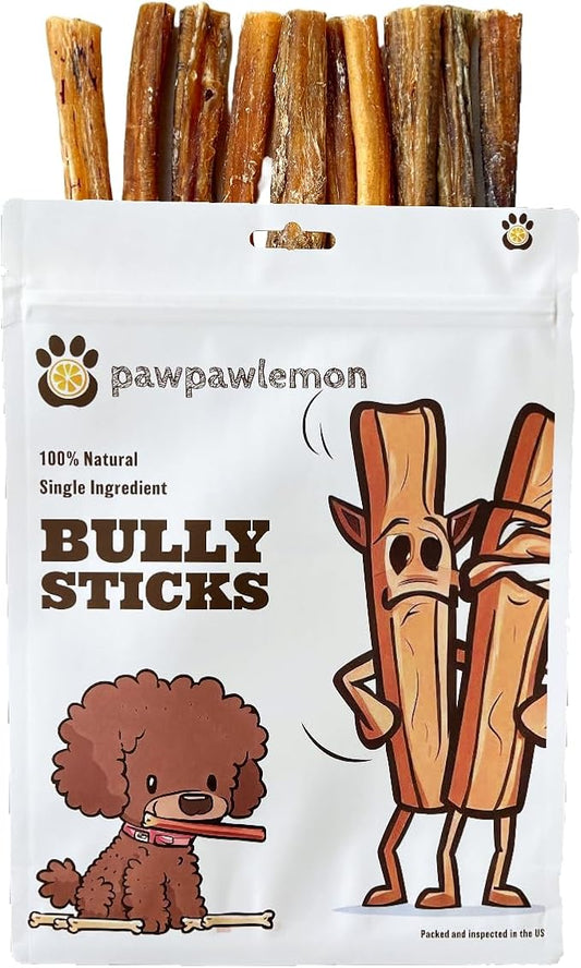 Bully Sticks for Dogs (6 inch Pack of 10) | Long Lasting Natural Dog Chew | Single Ingredient 100% Beef Pizzle | Packed in The USA | Standard Thickness