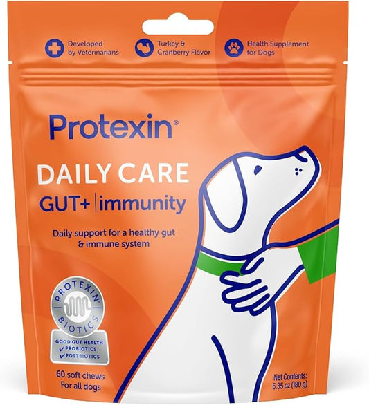 Daily Care Gut+ Immunity, 60 probiotic and postbiotic Dog Supplement Chews – Turkey and Cranberry Flavored