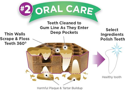 Dental Treats for Dogs | Vet VOHC Approved | Yummy Dog Treats for Teeth Cleaning | Shape to Scrape Tartar | Protein Treat | Dental Dog Treats for Small Dogs (24oz, 42 Count)
