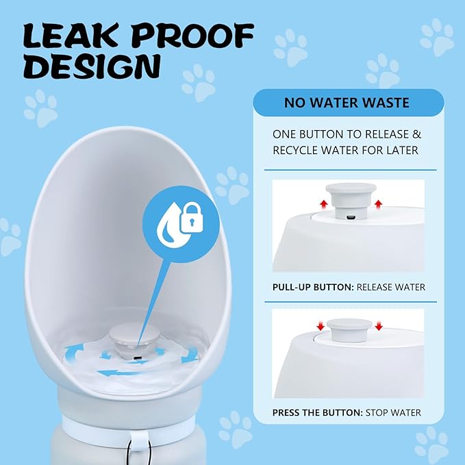 Silicone Dog Water Bottle, Dog Travel Water Bottle Foldable Extra Wide Cup, Lightweight Portable Dog Water Bottle with 2 Metal Pet Tag,Easy to Clean Also for Dog, Cat and Other Pets.