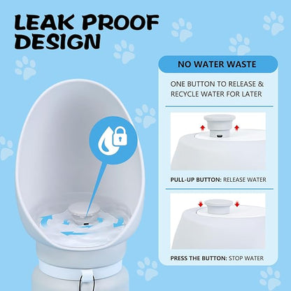 Silicone Dog Water Bottle, Dog Travel Water Bottle Foldable Extra Wide Cup, Lightweight Portable Dog Water Bottle with 2 Metal Pet Tag,Easy to Clean Also for Dog, Cat and Other Pets.