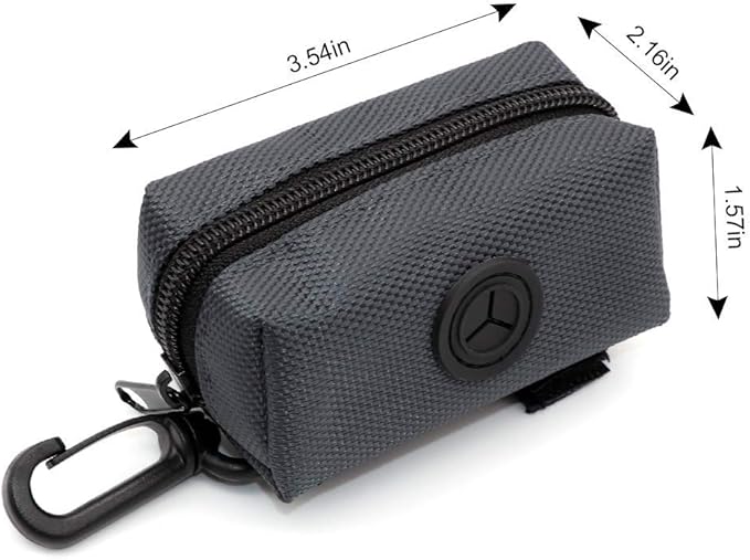 SLSON Pet Waste Bag Dispenser Zippered Pouch,Portable Dog Poop Bag Holder Leash Attachment Lightweight Fabric Bags (Dark Grey)