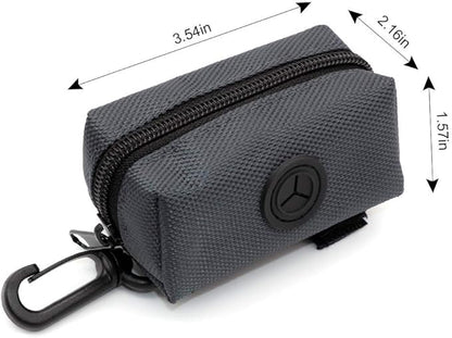 SLSON Pet Waste Bag Dispenser Zippered Pouch,Portable Dog Poop Bag Holder Leash Attachment Lightweight Fabric Bags (Dark Grey)