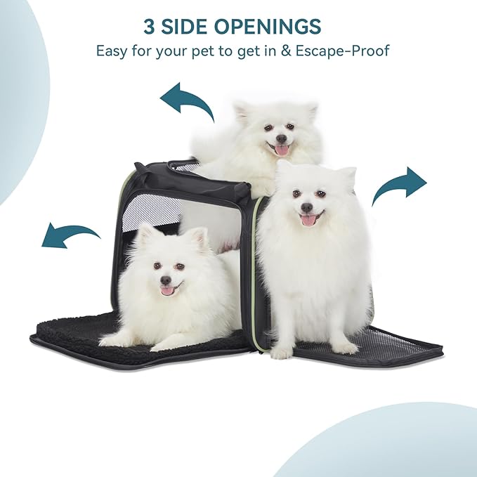 PETSFIT Large Cat Carrier, Dog Carrier, Pet Privacy Protection Travel Pet Carrier for Medium and Large Cats, Small Dogs, Puppies up to 25Lbs (Large, Black)