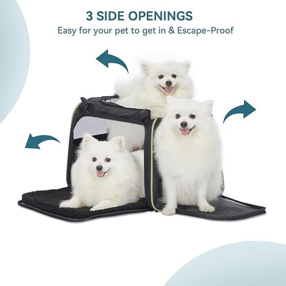 PETSFIT Large Cat Carrier, Dog Carrier, Pet Privacy Protection Travel Pet Carrier for Medium and Large Cats, Small Dogs, Puppies up to 25Lbs (Large, Black)