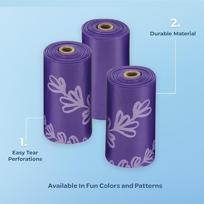 Best Pet Supplies Dog Poop Bags for Waste Refuse Cleanup Doggy Roll Replacements for Outdoor Puppy Walking and Travel Leak Proof and Tear Resistant Thick Plastic - Purple 150 Bags
