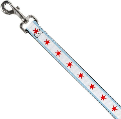 Buckle-Down Dog Leash Chicago Flag 6 Feet Long 1.0 Inch Wide, Multicolor