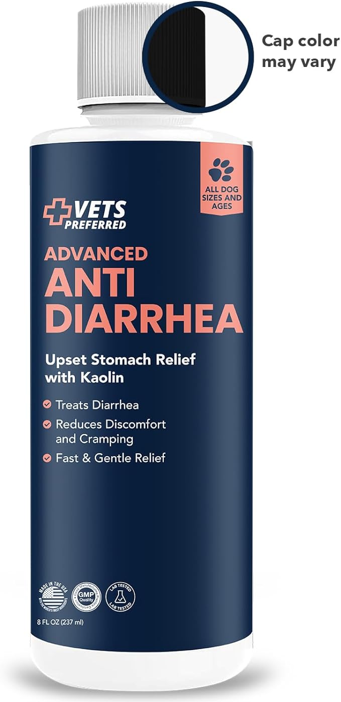 Vets Preferred Anti Diarrhea Liquid for Dogs - Dog Diarrhea Relief with Pectin and Kaolin (8 oz.) | Once every 12 hours for Dog Diarrhea & Dog Gas Relief