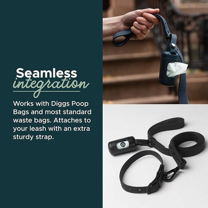 Diggs Dog Poop Bag Dispenser, Dog Poop Bag Holder for Leash - Metal Snap Leash Clip - Case for Poop Bags - Dog Poop Bags -Doggie Bag Holder
