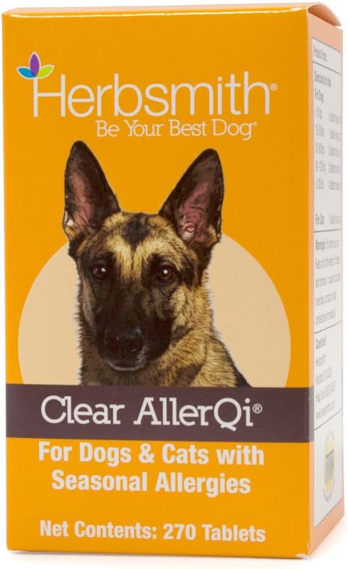 Herbsmith Clear AllerQi – Allergy Aid for Cats and Dogs – Pet Allergy Support – Anti Itch Pills for Dogs and Cats – 270 Tablet