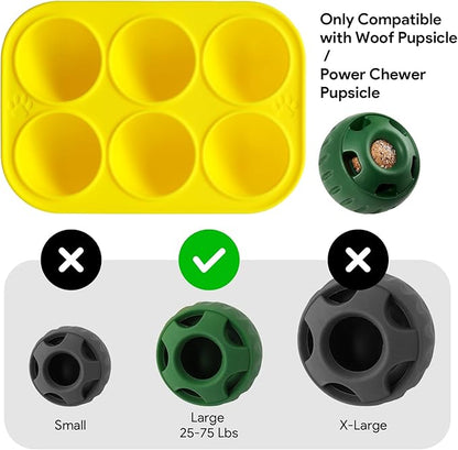 6 Cavities Dog Treat Molds with Lid Compatible with Woof Pupsicle and Power Chewer Pupsicle, Silicone Molds for Dog Frozen Treats, Reusable Tray for Making Refill Treats for Pupsicle Toy (2Pcs)
