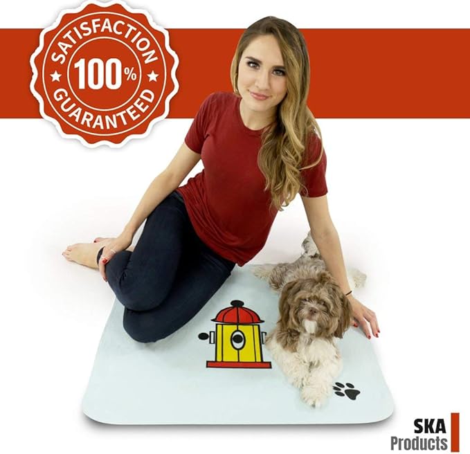 Cute Washable Puppy Pee Pads | 2 Pack Flower, Heart Designs | Large Super Absorbent Wee Potty Mats | Dog Housebreaking, Pet Crate Training | Multi-Purpose Reusable Eco-Friendly