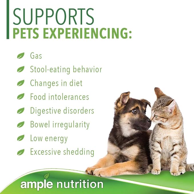 Ample Nutrition Digestive Enzyme for Dogs & Cats, 7.05oz - Tasteless Powdered Blend