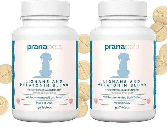 Lignans & Melatonin for Dogs Naturally Aids in Relieving Symptoms of Cushing’s in Dogs over 25 lb | Healthy Adrenal Balance | by Prana Pets | 2-Pack