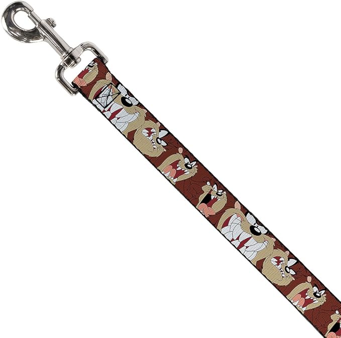 Buckle-Down Dog Leash Tasmanian Devil Expressions Brown 6 Feet Long 1.0 Inch Wide, Multicolor, DL-6FT-WLTTZ001