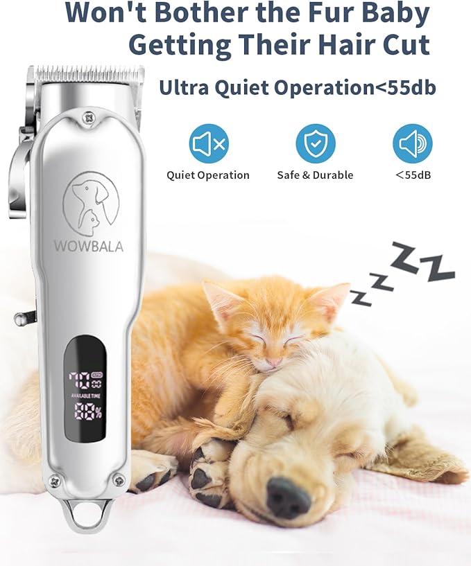 Dog Clippers for hair Grooming: Dog Grooming Clippers Kit for Thick Heavy Coats - Cordless Pet Hair Shaver - Professional Low Noise Electric trimmer