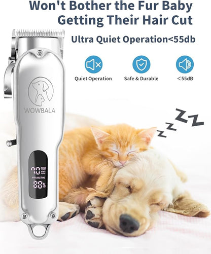 Dog Clippers for hair Grooming: Dog Grooming Clippers Kit for Thick Heavy Coats - Cordless Pet Hair Shaver - Professional Low Noise Electric trimmer