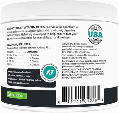 Only Natural Pet Ultimate Daily Vitamins - Complete Multivitamin Supplement for Dogs Balanced Health & Vitality - Senior Small & Large Canine Food Immune Digestive Support -60 Soft Chews (Pack of 2)
