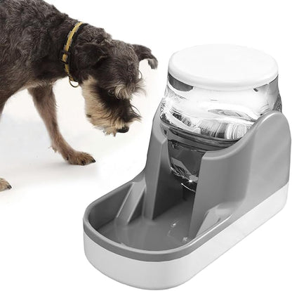 kathson Automatic Dog Water Dispenser 1 Gallon Gravity Cat Water Dispenser Dogs Water Station Bowl Large Capacity Feeder Waterer Pet Drinking Fountain Grey