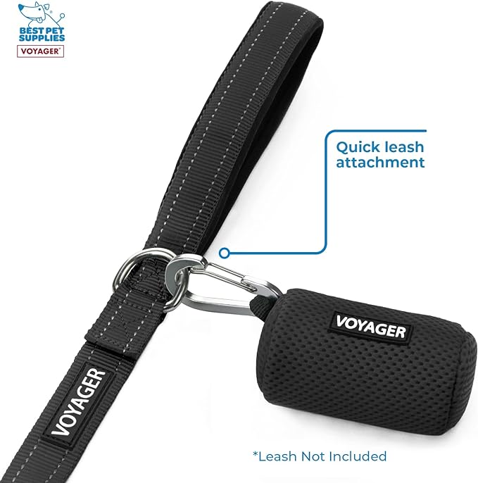 Best Pet Supplies 2-Pack Dog Poop Bag Holder Leash Attachment, Color, Reusable Mesh Dispenser Pouch for Travel, Walking, Park, and Outdoor Use, Soft and Durable with Clip-On - Mesh Black