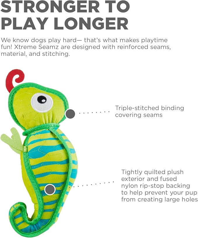 Outward Hound Xtreme Seamz Lizard Squeaky Durable Dog Toy