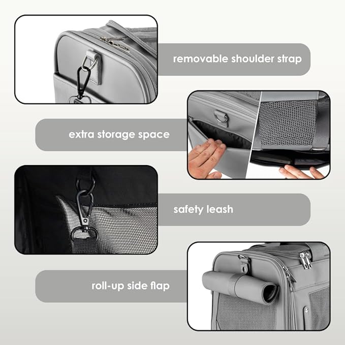 TSA Airline Approved PU Leather Luxury Pet Carrier - Size XS/S - for Small Dogs and Cats