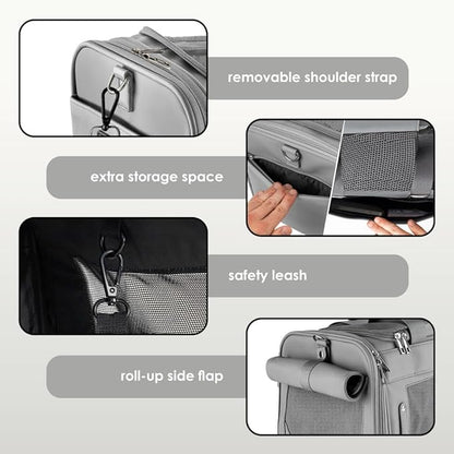 TSA Airline Approved PU Leather Luxury Pet Carrier - Size XS/S - for Small Dogs and Cats
