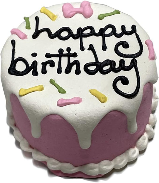 Bubba Rose Biscuit Company: Pink Dog Birthday Baby Cake - Crunchy Biscuit Texture - Natural Gourmet Dog Treat - Dog Cake - 3 inch 1 Count - Made in The USA