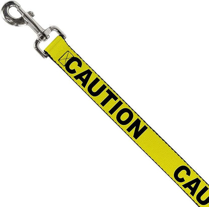 Buckle-Down Dog Leash Caution Yellow Black 4 Feet Long 1.5 Inch Wide, Multicolor