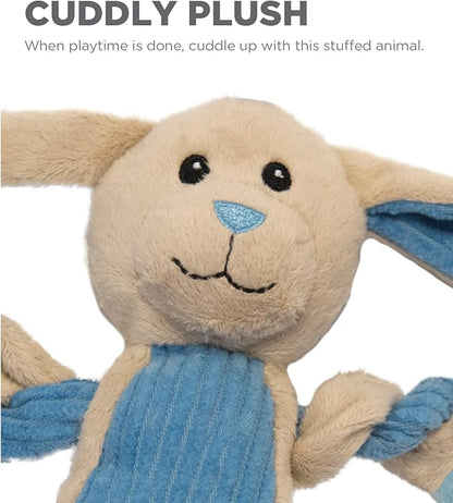 Outward Hound Baby Pulleez Bunny Squeaky Plush Dog Toy with Ropes for Pull-Through Tugging Action
