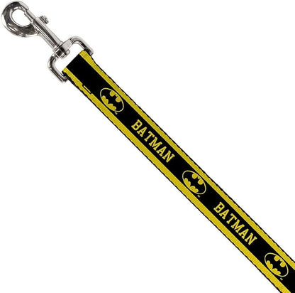 Buckle-Down Dog Leash Batman Logo Stripe Yellow Black 6 Feet Long 0.5 Inch Wide, multicolor (DL-6FT-WBM111-N)