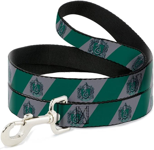 Dog Leash SLYTHERIN Crest Diagonal Stripe Gray/Green 6 Feet Long 1.0 Inch Wide