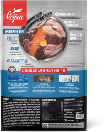 ORIJEN Original Dry Dog Food, Grain Free Dog Food for All Life Stages, Fresh or Raw Ingredients, 13 lb