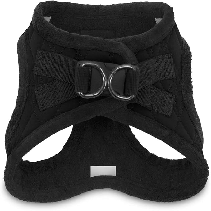 Voyager Step-In Plush Dog Harness – Soft Plush, Step In Vest Harness for Small and Medium Dogs by Best Pet Supplies - Black Plush, S (Chest: 14.5 - 16")
