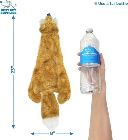 Best Pet Supplies Stuffing Free Squeaky Dog Toys for Small Dogs, Medium Dogs, and Large Dogs, Durable, Best Dog Chew Toy for Teething Puppy, Indoor Play, Holds Plastic Bottle - Fox, Raccoon, Large
