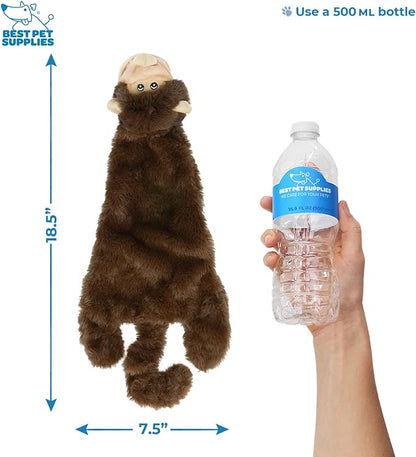 Best Pet Supplies Stuffing Free Squeaky Dog Toys for Small Dogs, Medium Dogs, and Large Dogs, Durable, Dog Chew Toy for Teething Puppy, Indoor Play, Holds Plastic Bottle - Monkey, Squirrel, Medium