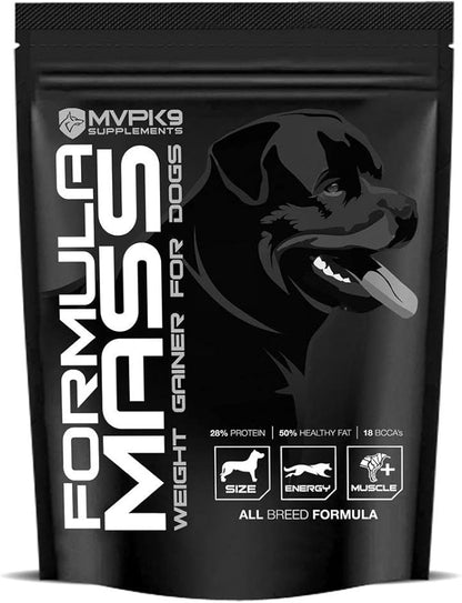 MVP K9 Formula Mass Weight Gainer for Dogs - Helps Promote Healthy Weight Gain, Size and Muscle in Dogs - Great for Skinny, Underweight, Picky Eaters. All Breed Formula, Made in USA (45 Servings)