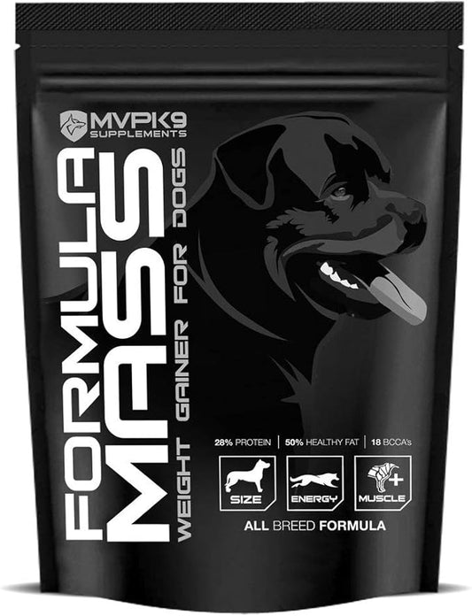 MVP K9 Formula Mass Weight Gainer for Dogs - Helps Promote Healthy Weight Gain, Size and Muscle in Dogs - Great for Skinny, Underweight, Picky Eaters. All Breed Formula, Made in USA (45 Servings)