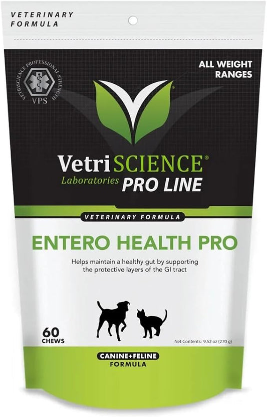 VETRISCIENCE Pro Entero Health Pro GI Supplement - Dogs + Cats, 60 Chews