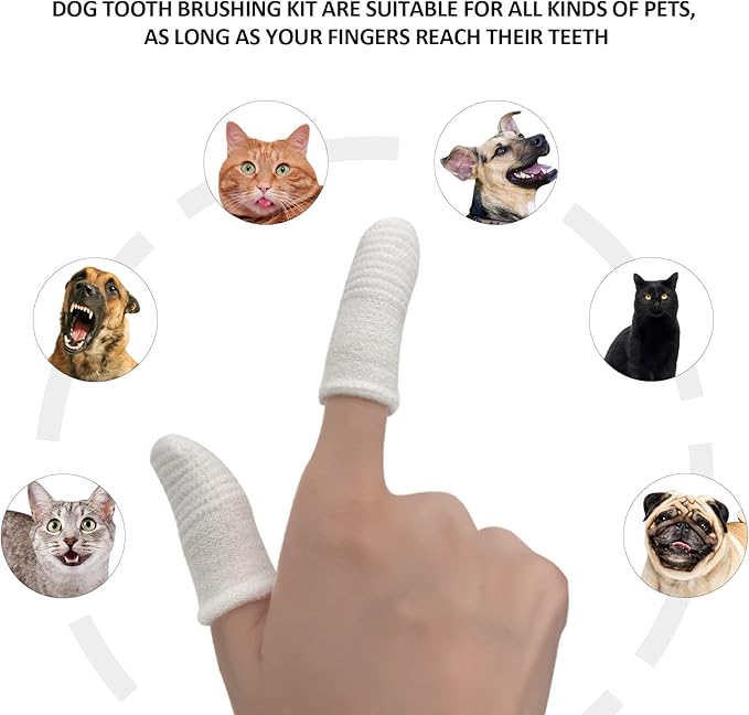 Dog Toothbrush Cat Toothbrush Fingers Toothbrushs for Dog Cat 8 Pack Dog Tooth Brushing Kit Teeth Cleaning, Suitable for Small Pets, Cat and Dog Dental Care, 1 Set for 2 Fingers, Includes 4 Sets