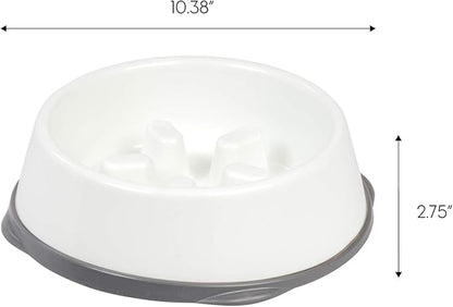 IRIS USA 4 Cups Slow Feeder Dog Bowl, Anti-Choking, Anti-Slip, Easy to Clean, Interactive Puzzle Toy, Healthy Digestion, Short snouted, Dogs Cats & Other Pets, BPA, PVC, Phthalate Free, White/Gray