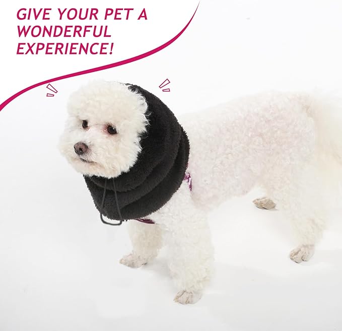 Adjustable Dog Noise Cancelling Ear Muffs Noise Protection - No Flap Ear Wraps for Dogs - Snoods Dog Headband Ear Covers for Anxiety Relief, Thunderstorms, Fireworks & Grooming (Black, Large)