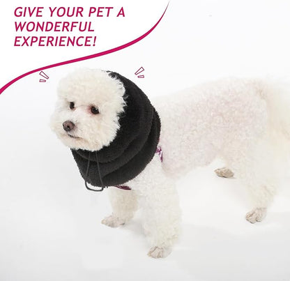 Adjustable Dog Noise Cancelling Ear Muffs Noise Protection - No Flap Ear Wraps for Dogs - Snoods Dog Headband Ear Covers for Anxiety Relief, Thunderstorms, Fireworks & Grooming (Black, Large)